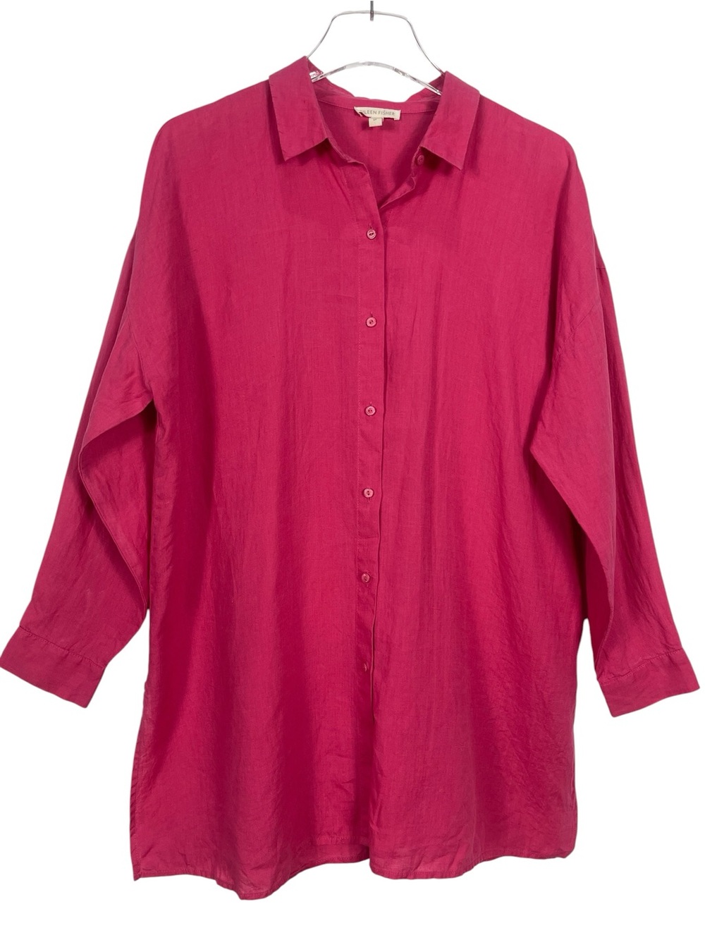 Eileen Fisher 100% Organic Linen Button Up Shirt Pink Size Small
